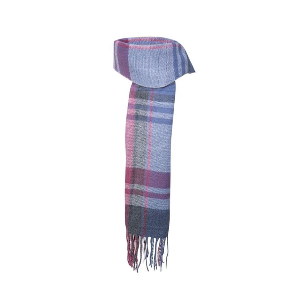Hy Womens/Ladies Tartan Supersoft Scarf / Grape/Riviera Blue/White